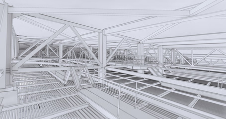 Visualization of bim models of metal supporting structures in drawing style