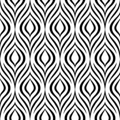 Peacock feather. Seamless pattern. Stylish floral texture. Abstract geometric background. Floral design for prints. Stylized ditzy ornament. Elegant black and white flowers. Bird plumage. Vector
