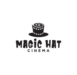 Hat magic movie cinema logo Hipster Retro template icon, Movie Video Cinema Cinematography Film Production Logo.