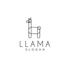 Simple Unique Alpaca Logo Line Art Design , Vicuna, Huacaya alpaca, guanaco And Abstract llama Logo Linear Design Template © blueberry 99d