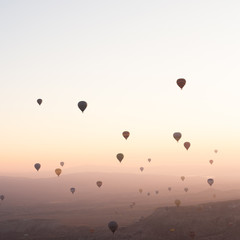 hot air balloon at sunrise