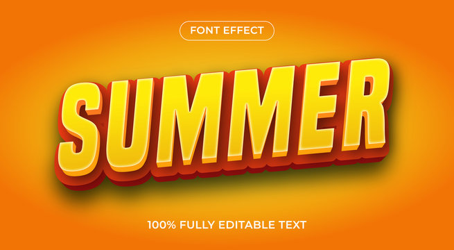 Summer 3d vibrant font style, editable text effect, shiny bold 3d text style
