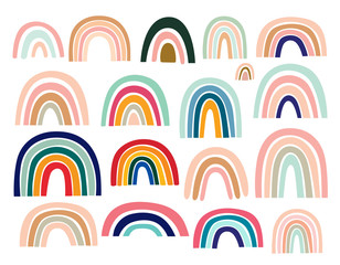 Pastel stylish trendy rainbows vector illustrations - 343559068