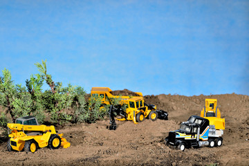 diorama maqueta juguete construcción con arboles y tierra 