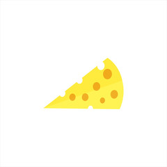 Slice of tasty flavored swiss cheese. Closeup. Erratic vector illustration. Tasty snack