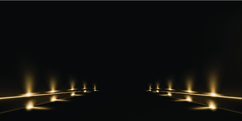 Stylish luxury background with glowing lights on stage walkthrough