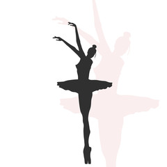 Silhouette of dancing ballerina. Vector