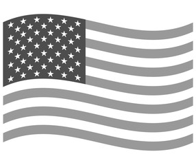 USA flag wave icon grey monochrome image