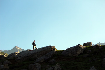 man on the top of the mountain