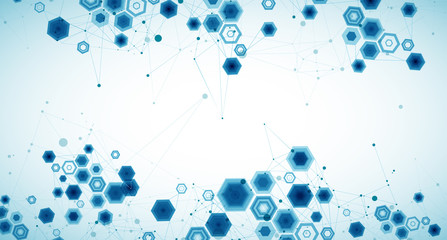 Abstract blue hexagon futuristic background for design works. Science and technology.