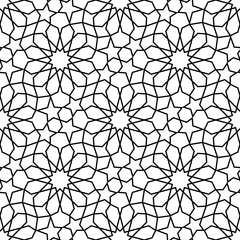Islamic ornament seamless pattern. Arabesque girih ornate design. Arabic motif. Islam star prints. Ottoman background.  Authentic arabian style. Moroccan mosaic. Traditional muslim symbol. East tile