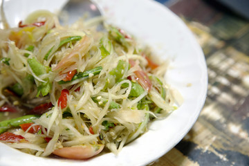 favourite Thai food from salad papaya and chilli tomato and herb