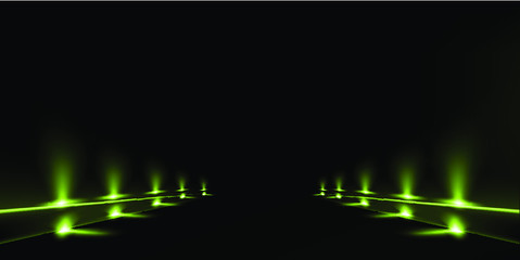 Background with glowing green Lights. Beautiful banner design with glowing glittering lights 