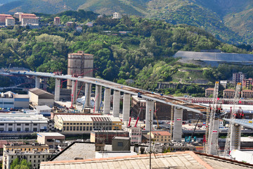 latest reconstruction work on the new highway bridge (ex morandi) which collapsed in August 2018 ...