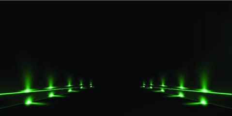 Background with glowing green Lights. Beautiful banner design with glowing glittering lights 