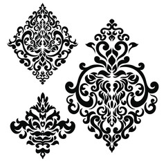 Damask pattern vector element. Classic luxury old-fashioned ornament grunge background. Royal victorian texture for wallpaper, textile, fabric, wrapping. Exquisite floral baroque patterns.