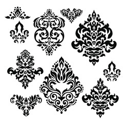 Damask pattern vector element. Classic luxury old-fashioned ornament grunge background. Royal victorian texture for wallpaper, textile, fabric, wrapping. Exquisite floral baroque patterns.