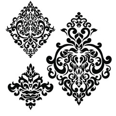 Damask pattern vector element. Classic luxury old-fashioned ornament grunge background. Royal victorian texture for wallpaper, textile, fabric, wrapping. Exquisite floral baroque patterns.