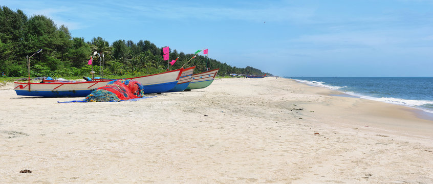 Tropical white sand beach of mararikulam, Kerala, India