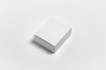 Blank White product Package Box Mock-up. Container, Packaging Template on white. White cardboard box.Top view.High-resolution photo.
