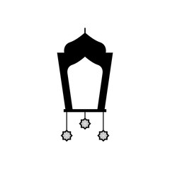 eid mubarak concept, arabic lantern with islamic stars hanging, line style