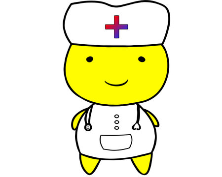 Un médico de dibujos animados lindo, enfermera