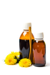 Dandelion flowers and essential oil isolated