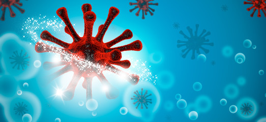 Fototapeta na wymiar Cleaning and disinfecting covid-19 virus with soap and water. Covid-19, coronavirus Or SARS-CoV-2 . Virology Concept. 3d Rendering