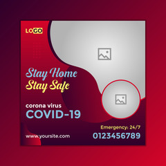 covid19 social media awareness banner template