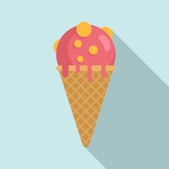 Ice cream cone icon. Flat illustration of ice cream cone vector icon for web design