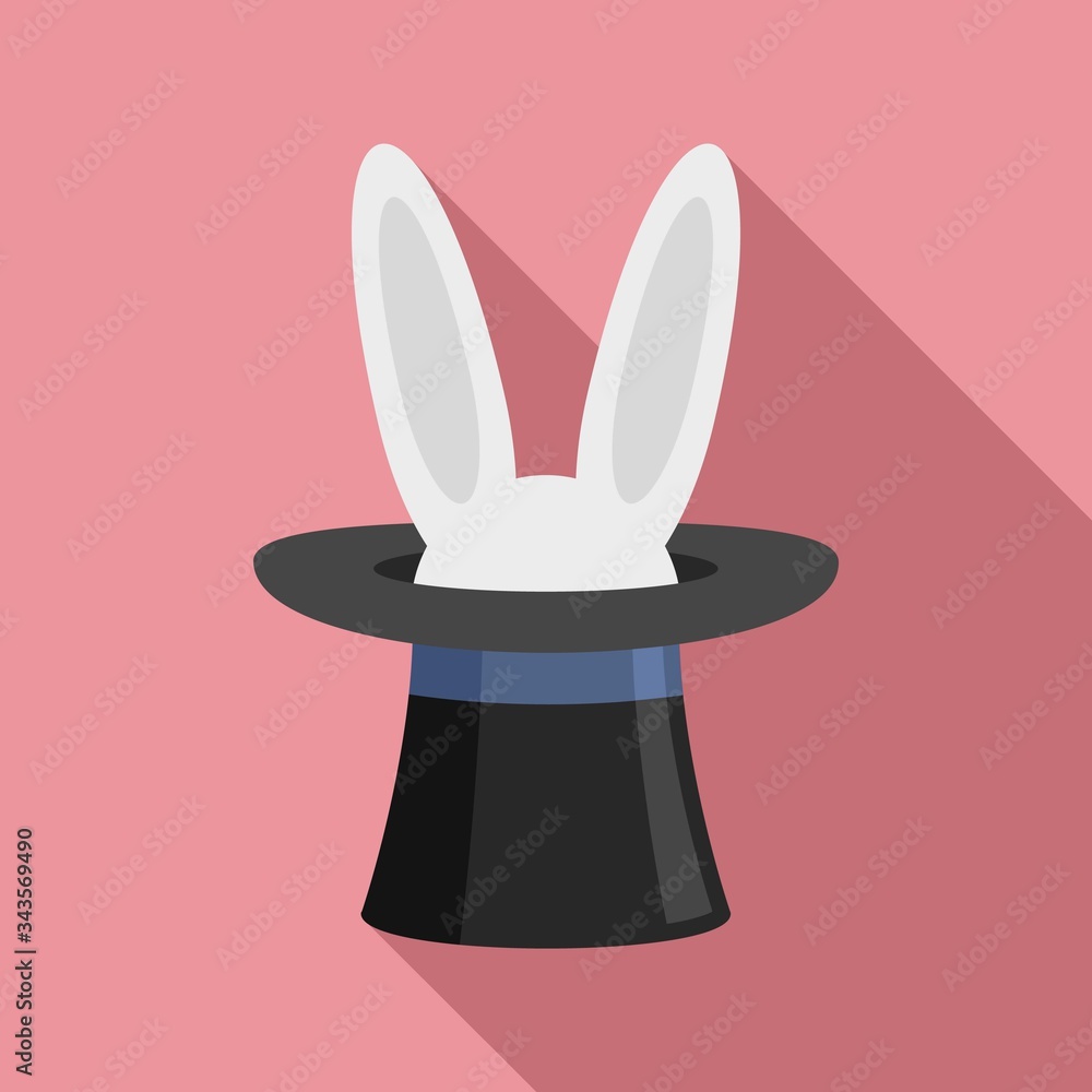 Poster rabbit in hat icon. flat illustration of rabbit in hat vector icon for web design