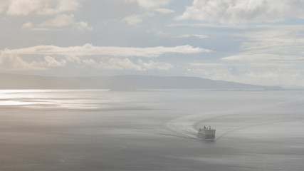 Hazy Ferry Arrival Hebrides