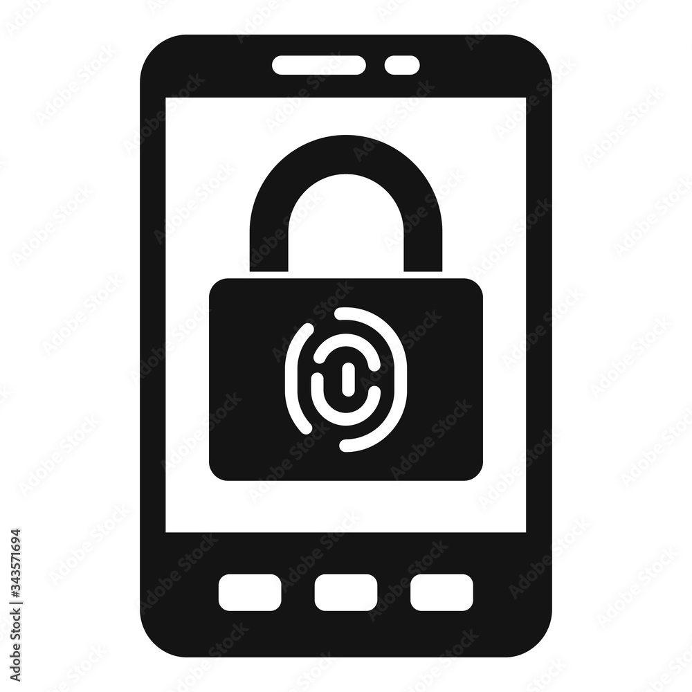 Poster smartphone biometric authentication icon. simple illustration of smartphone biometric authentication