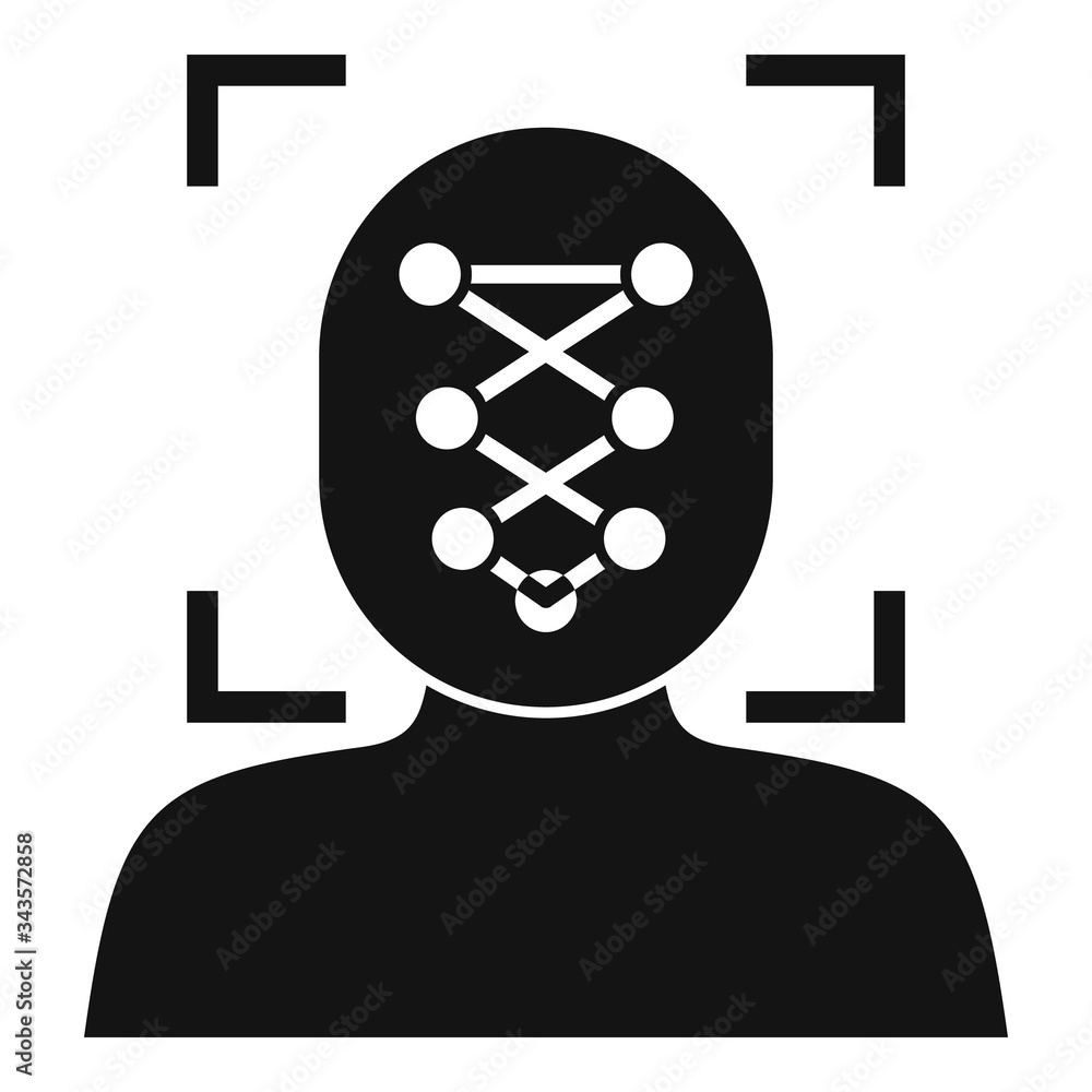 Poster man face recognition icon. simple illustration of man face recognition vector icon for web design is