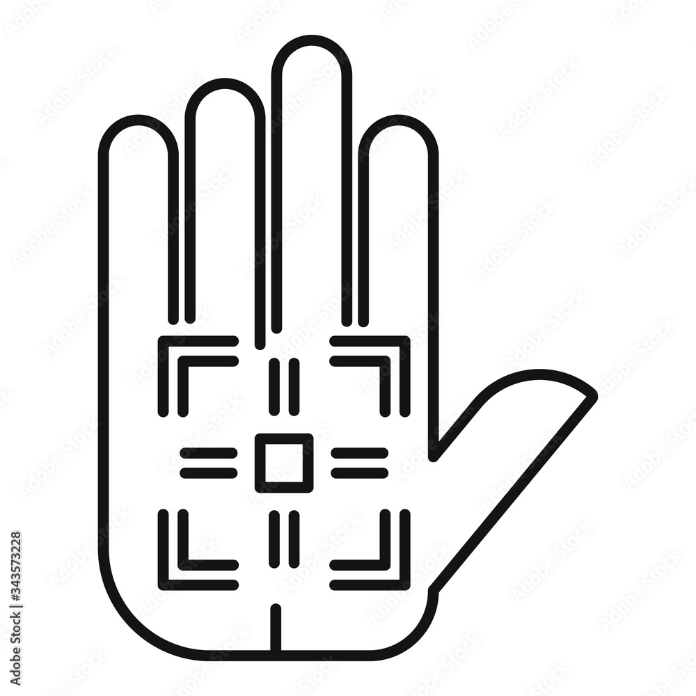 Poster palm biometric authentication icon. outline palm biometric authentication vector icon for web design
