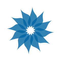 Obraz premium Light blue abstract geometric flower logo template. Business abstract icon isolated on white. Use for logo, sign, symbol, web, label, icon