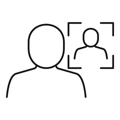 Obraz premium Biometric face authentication icon. Outline biometric face authentication vector icon for web design isolated on white background