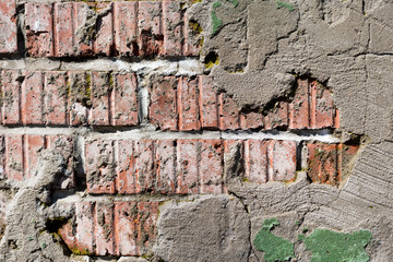 Textured Red brick wall. Block background, design pattern