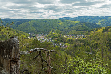 view to Schwarzburg in Thuringia from Trippstein viewpoint