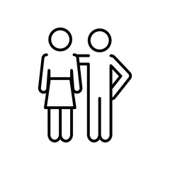 pictogram woman and man standing, line style