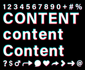 Content white sign on black background.