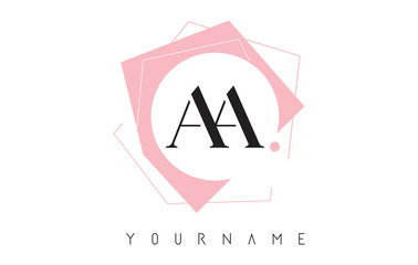 Double AA A Letters Pastel Geometric Logo Design with Round and Rectangular Shapes