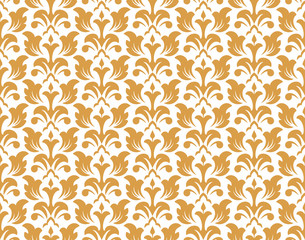 Flower geometric pattern. Seamless vector background. White and gold ornament. Ornament for fabric, wallpaper, packaging. Decorative print