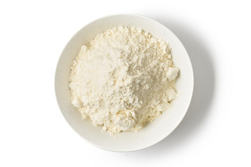 Fototapeta na wymiar Mąka w szklanym pojemniku na białym tle