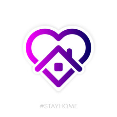 Stay at home symbol. Heart and house pictogram for #stayhome social media campaign on white background. Vector