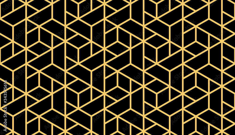 Wall mural the geometric pattern with lines. seamless vector background. gold and black texture. graphic modern