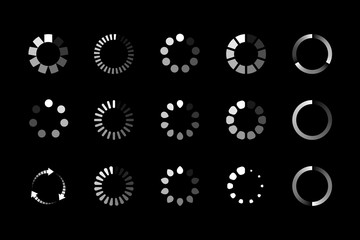 Set of website loading icon. Circle buffer loader or preloader. Download or upload status icon. Vector illustration