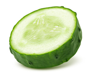 cucumber slice isolated on white background, clipping path, full depth of field