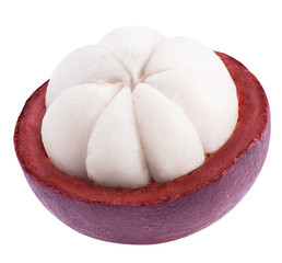 mangosteen isolated on white background, clipping path, full depth of field
