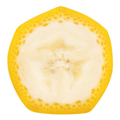 banana slice isolated on white background, clipping path, full depth of field